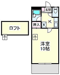 ヴィラルバ・エス 1Kの間取図画像