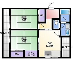 サンライト高橋 2DKの間取図画像