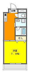 ベルフォート 1Kの間取図画像