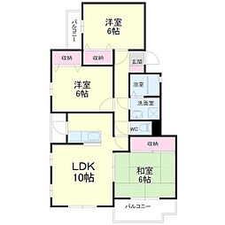 バゥムコートD 3LDKの間取図画像