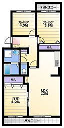 平和ハイツG 3LDKの間取図画像