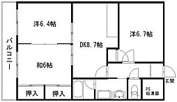 エクセルひくま 3DKの間取図画像