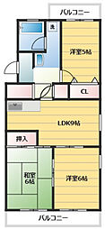 マンションPINO2 3LDKの間取図画像