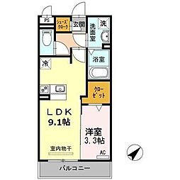 プリマ・テラッセ 1LDKの間取図画像