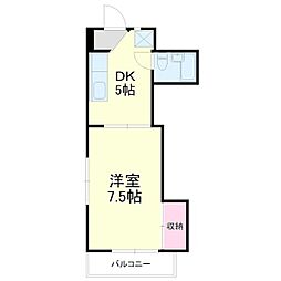 カーサ・ナカジマ 1DKの間取図画像