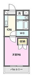 サジタリアス高丘 1Kの間取図画像
