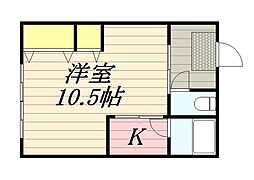 コーポアイ 1Kの間取図画像