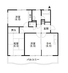 パークハイム和地山 3DKの間取図画像