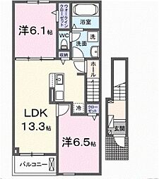 アルソーレ芳川 2LDKの間取図画像