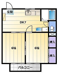 クレール 2DKの間取図画像