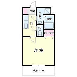 エルーセラ 1Kの間取図画像