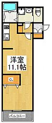 コーワ 3階ワンルームの間取り