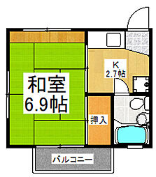 TRハイツ国立 1Kの間取図画像