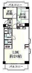 ライオンズマンション愛宕橋 2LDKの間取図画像