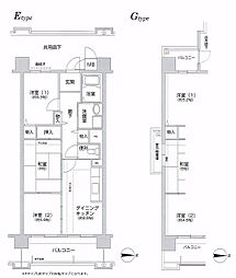 コーシャハイツ森之宮 3DKの間取図画像