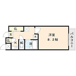 エアサイドコスモ 1Kの間取図画像