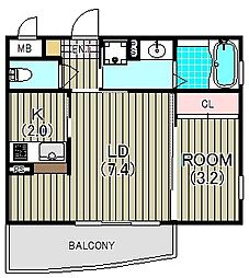 アプリール 1LDKの間取図画像