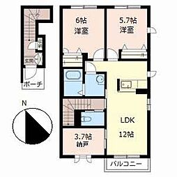 シャーメゾン千鳥 2SLDKの間取図画像