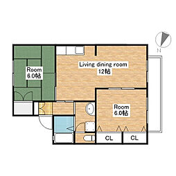 JR北陸本線 長浜駅 徒歩26分の賃貸アパート 1階2LDKの間取り