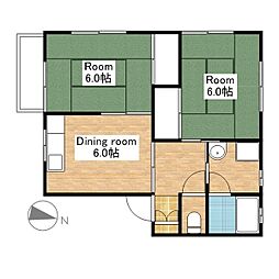 コーポラスＨＡＮＡ 2階2DKの間取り