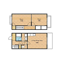 JR北陸本線 長浜駅 徒歩32分の賃貸テラスハウス 1階2LDKの間取り