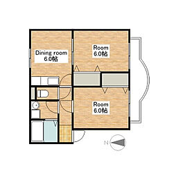 JR北陸本線 長浜駅 徒歩31分の賃貸アパート 1階2DKの間取り