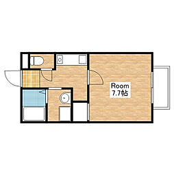 JR北陸本線 長浜駅 徒歩34分の賃貸アパート 1階1Kの間取り