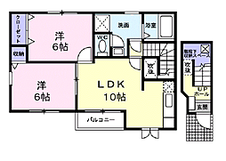 ラ　シエスタ 2階2LDKの間取り