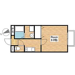 JR北陸本線 長浜駅 徒歩25分の賃貸アパート 1階1Kの間取り