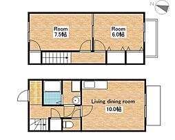 JR北陸本線 長浜駅 徒歩35分の賃貸テラスハウス 1階2LDKの間取り