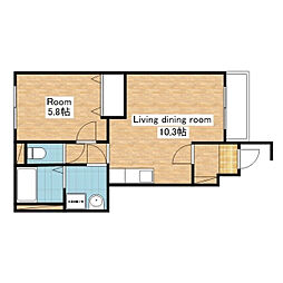 JR北陸本線 長浜駅 徒歩35分の賃貸アパート 1階1LDKの間取り