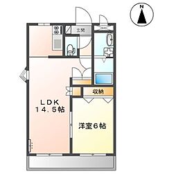 グランベル 3階1LDKの間取り