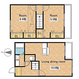 JR北陸本線 長浜駅 徒歩36分の賃貸マンション 2階2LDKの間取り