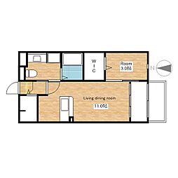 JR北陸本線 長浜駅 徒歩27分の賃貸アパート 1階1LDKの間取り