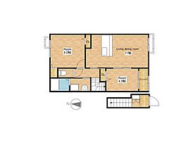 JR北陸本線 長浜駅 3.5kmの賃貸アパート 2階2LDKの間取り