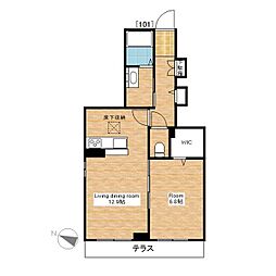JR北陸本線 長浜駅 徒歩9分の賃貸アパート 1階1LDKの間取り