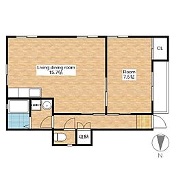 JR北陸本線 長浜駅 3.3kmの賃貸アパート 1階1LDKの間取り