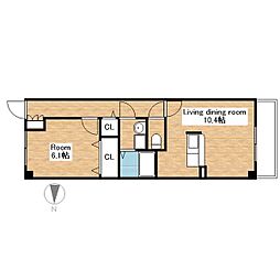 JR北陸本線 長浜駅 徒歩21分の賃貸マンション 3階1LDKの間取り