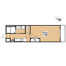 JR北陸本線 長浜駅 徒歩14分の賃貸アパート 1階1Kの間取り