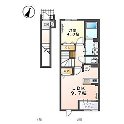 仮称）室町アパート新築工事 2階1LDKの間取り