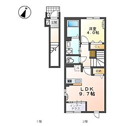 仮称）室町アパート新築工事 2階1LDKの間取り