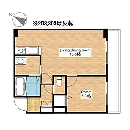 JR北陸本線 長浜駅 徒歩30分の賃貸マンション 2階1LDKの間取り