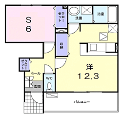 ヒコ・シンクラ 1階ワンルームの間取り