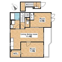 JR北陸本線 長浜駅 徒歩37分の賃貸アパート 2階2LDKの間取り