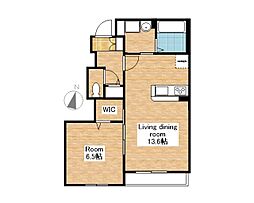 JR北陸本線 長浜駅 3.2kmの賃貸アパート 1階1LDKの間取り