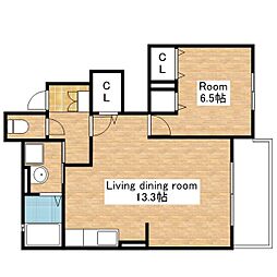 JR北陸本線 長浜駅 3.2kmの賃貸アパート 1階1LDKの間取り