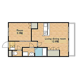 JR北陸本線 坂田駅 徒歩25分の賃貸アパート 1階1LDKの間取り