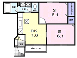 ラ・ミティエ 1階1SDKの間取り