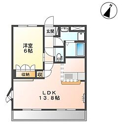 エリートメゾン 2階1LDKの間取り