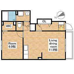 トークパレスK 1LDKの間取図画像